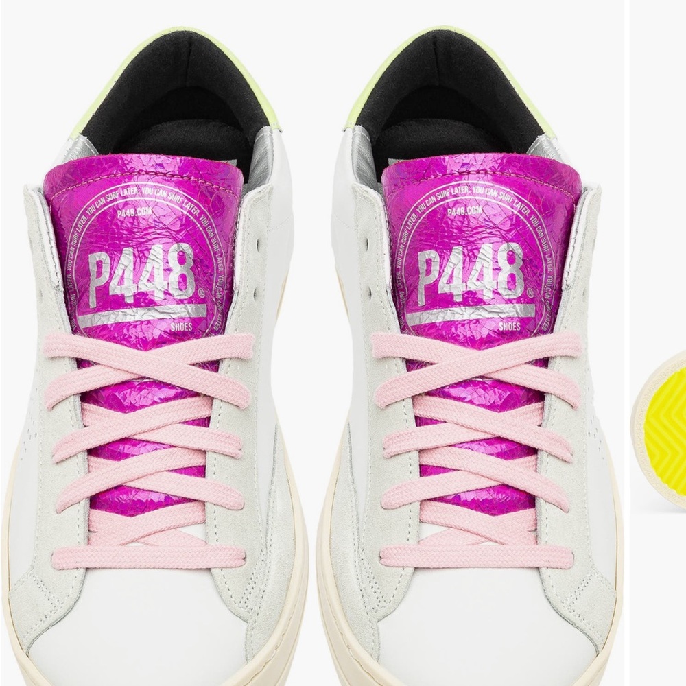 P448 John Sneakers in White, Pink, and Green sz 39 - Picture 9 of 12